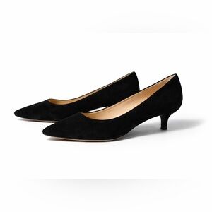 Talbots Black Suede Pumps Genuine Leather Kitten Heels Pointed Toe Classic Work